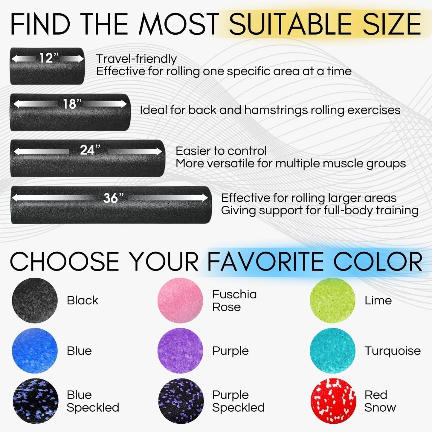 Yes4All High-Density EPP Round Back Roller Foam, Exercise Foam Roller for Yoga, & Pilates, Multiple Sizes and Colours, Lime - 12 inches