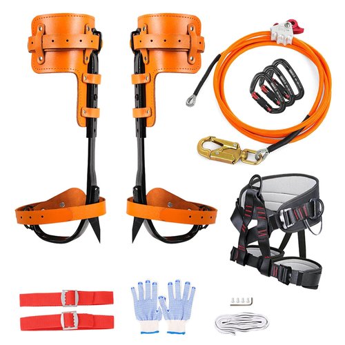 Rohseson Tree Climbing Spikes, Tree Climbing Gear with Non-Slip Pedal, Adjustable Tree Climbing Equipment for Arborist Tree Work, Tree Trimming, Hunting Spurs,