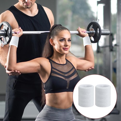Qianyu 6 PCS Sports Wristbands, Tennis Sweatbands Absorbent Gymnastics Sweat Band Elastic Athletic Wrist Bands Breathable 3 Inch Wristband for Basketball Football Running Working Out Men Women