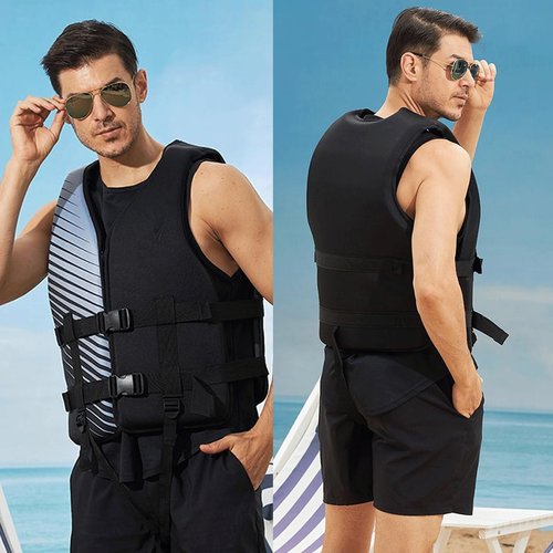 Heavy Duty Life Jacket for Adults, Neoprene Safety Vest with Quick-Release Buckles, for Kayaking, Rafting, Boating & Water Sports(Small)