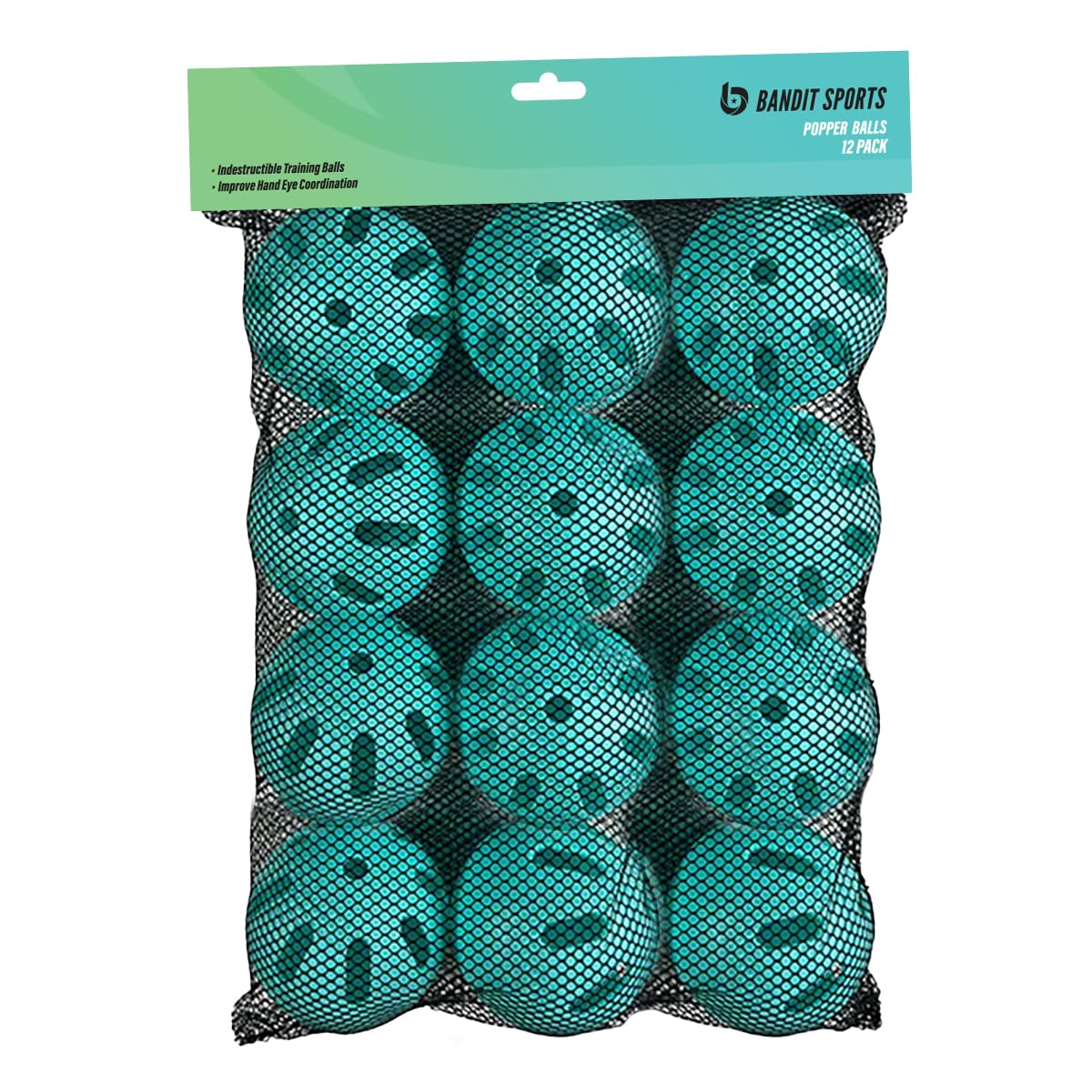 Bandit Sports Tee Popper Plastic Baseballs, Made of Impact-Resistant and Rebounding Material, Perfect Practice Baseballs for Baseball & Hitting Ball Training (12 Count, Popper Balls)
