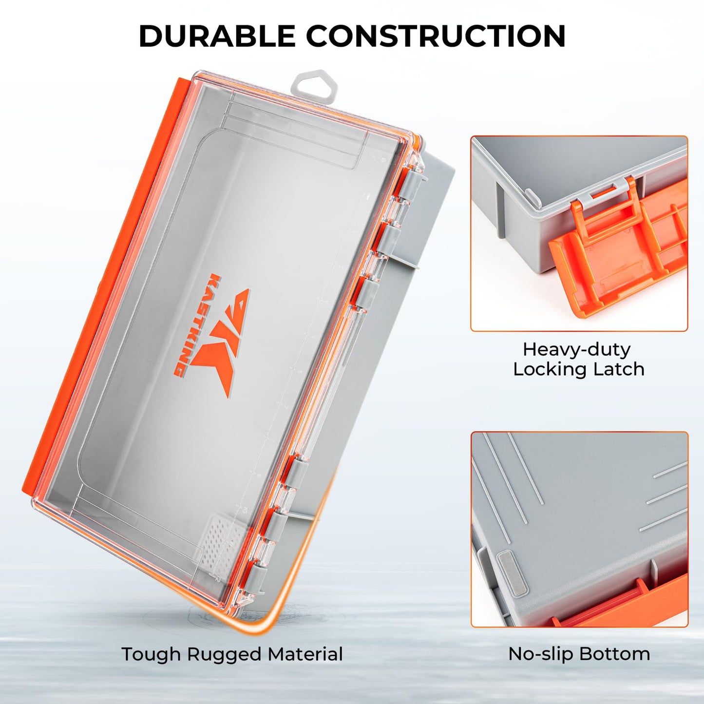 KastKing HyperSeal Waterproof Tackle Box, 3700 Deep Tackle Trays, Fishing Tackle Box Organizer With Exterior Stickers, Fishing Gear & Fishing Accessories Storage