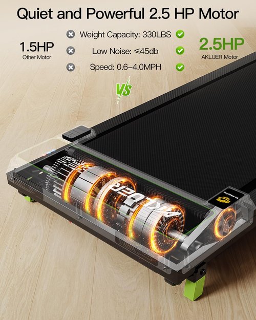 AKLUER Walking Pad with Incline, Under Desk Treadmill for Home, 2.5HP Portable Treadmills with Remote Control, 4 in 1 Incline Treadmill with LED Display