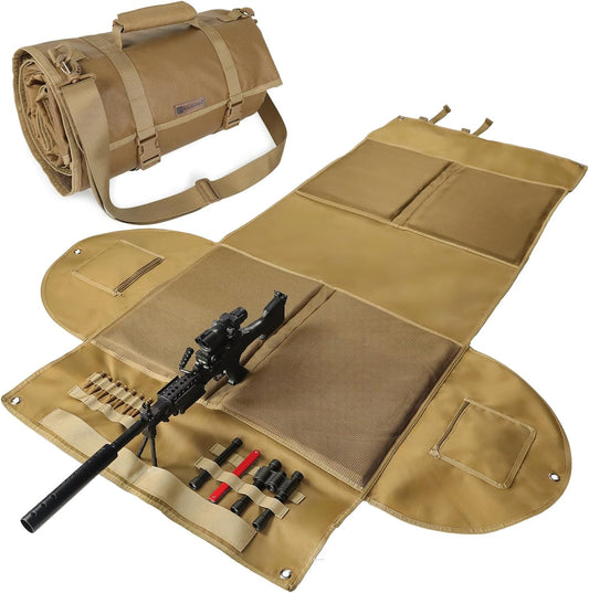 IC ICLOVER Shooting Mats Prone Padded, Tactical Shooting Mat with Widen Elbow Wings, Pockets, Molle Webbings, Bipod Holder, Roll Up Portable Waterproof Hunting Mats for Rifle Long Range Shooting