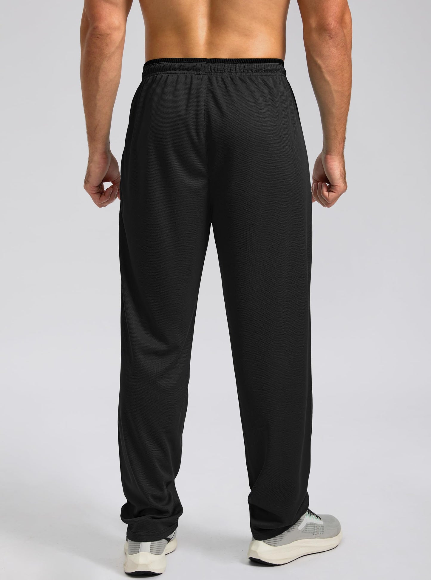 G Gradual Men's Sweatpants Mesh Lightweight with Zip Pockets Breathable Quick Dry Athletic Pants for Workout Running (Black, Medium)