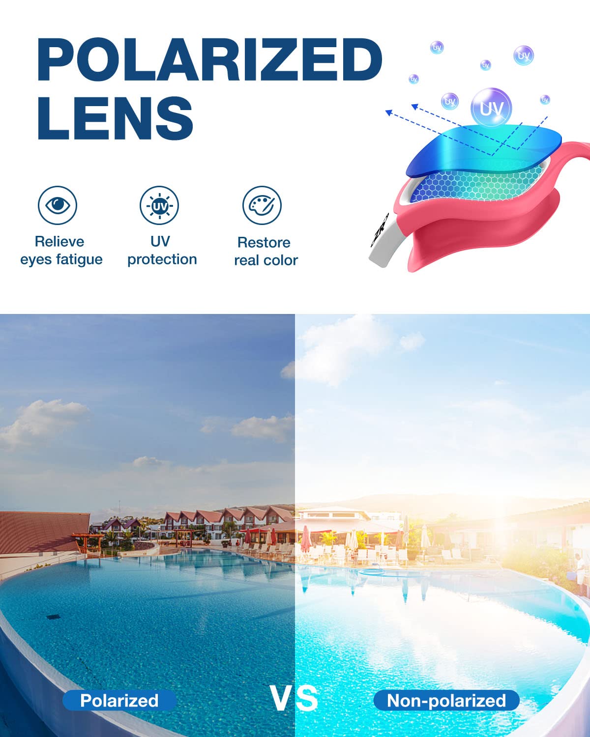 ZIONOR Swim Goggles, Upgraded G1 Polarized Swimming Goggles Anti-Fog for Adult Men Women B1 (Polarized + Bright Mirror Gold)