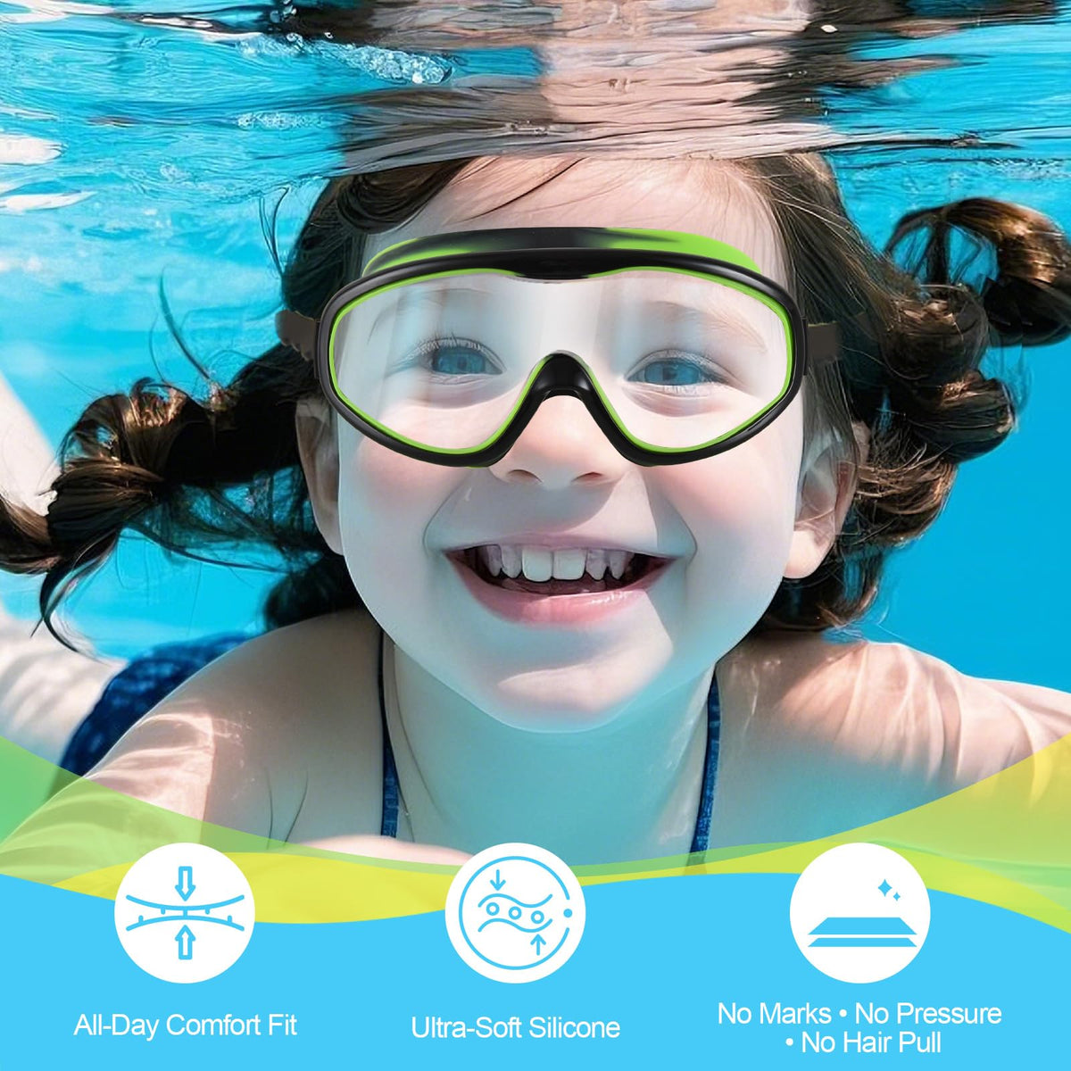 SHYIFOO Swimming Goggles 2-Pack Set for Kids,Anti-Fog & Leak-Proof Adult and Kids Swim Goggles (6-14 Years) with UV Protection,Adjustable Comfort Fit for Training and Beach Recreation