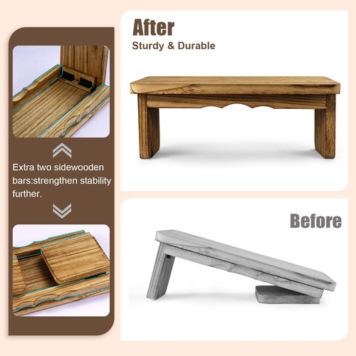Elfzone Meditation Bench - Yoga Bench,Wooden Zen Meditation Stool Kneeling Bench for Mindfulness Practice Tea Ceremony and Relaxation Ergonomic Design for Comfort and Support Household，Dark Wood