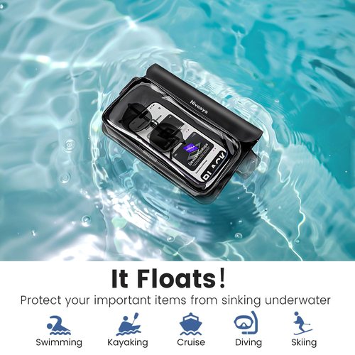 Niveaya IP68 Waterproof Fanny Pack - 2 Pack, Floating Dry Bag Pouch, Phone Waterproof Waist Pouch Dry Bag, Beach, Kayaking, Swimming, Boat Essentials, for iPhone 16/15/14/13/12 Pro Max up to 9.5"