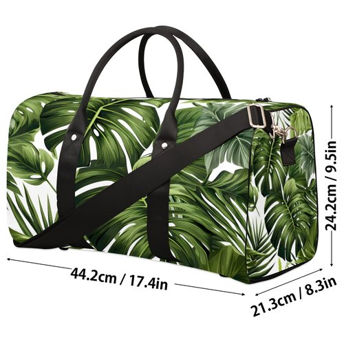 Zestdesign Green Palms Leaf Travel Duffle Bag for Women Men Gym Duffel Foldable Bag Waterproof Weekender Tropical Plants Duffle Tote