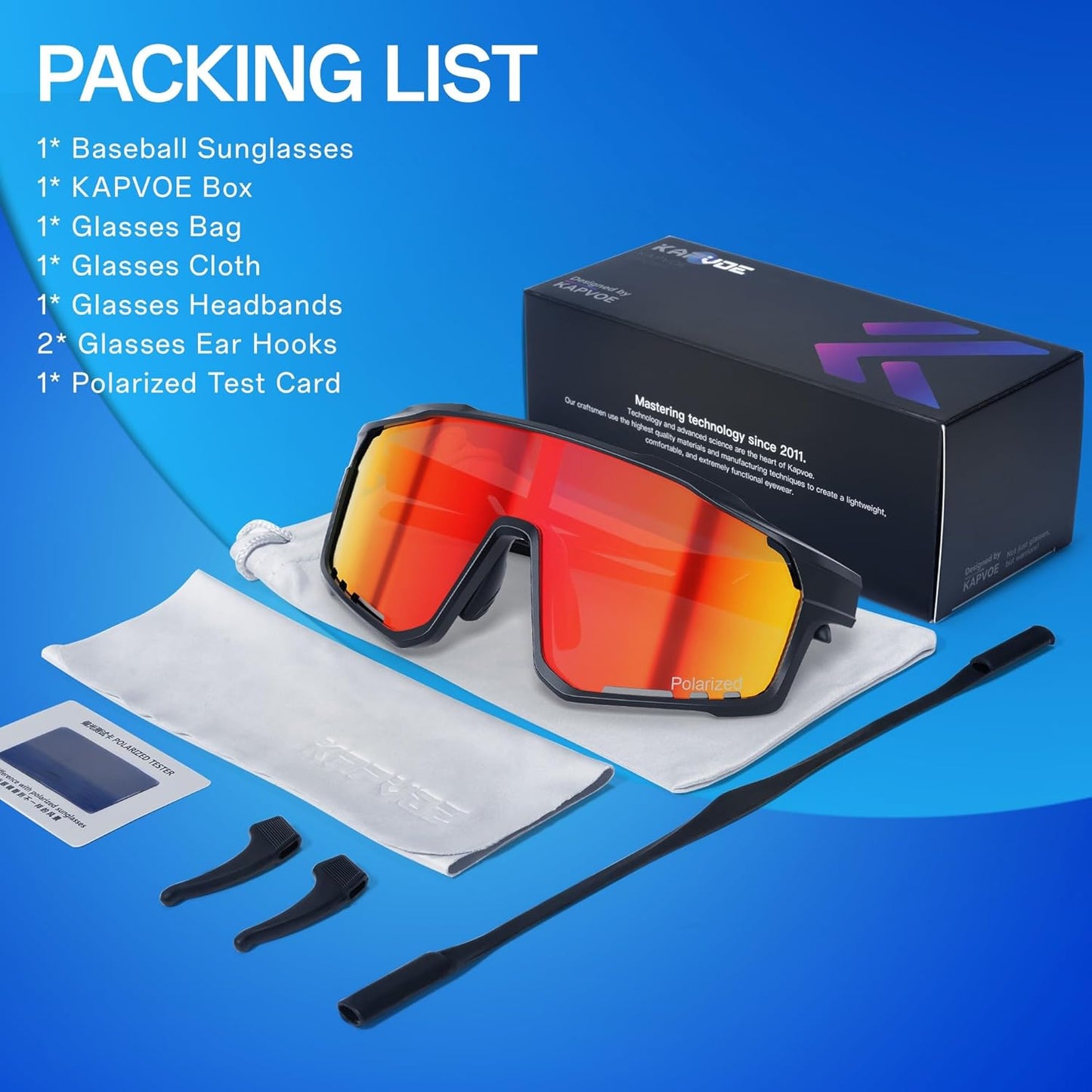 KAPVOE Kids Baseball Glasses Youth Polarized Sports Sunglasses Softball Cycling Running Shades Boys Girls Age 3-14 - K9033