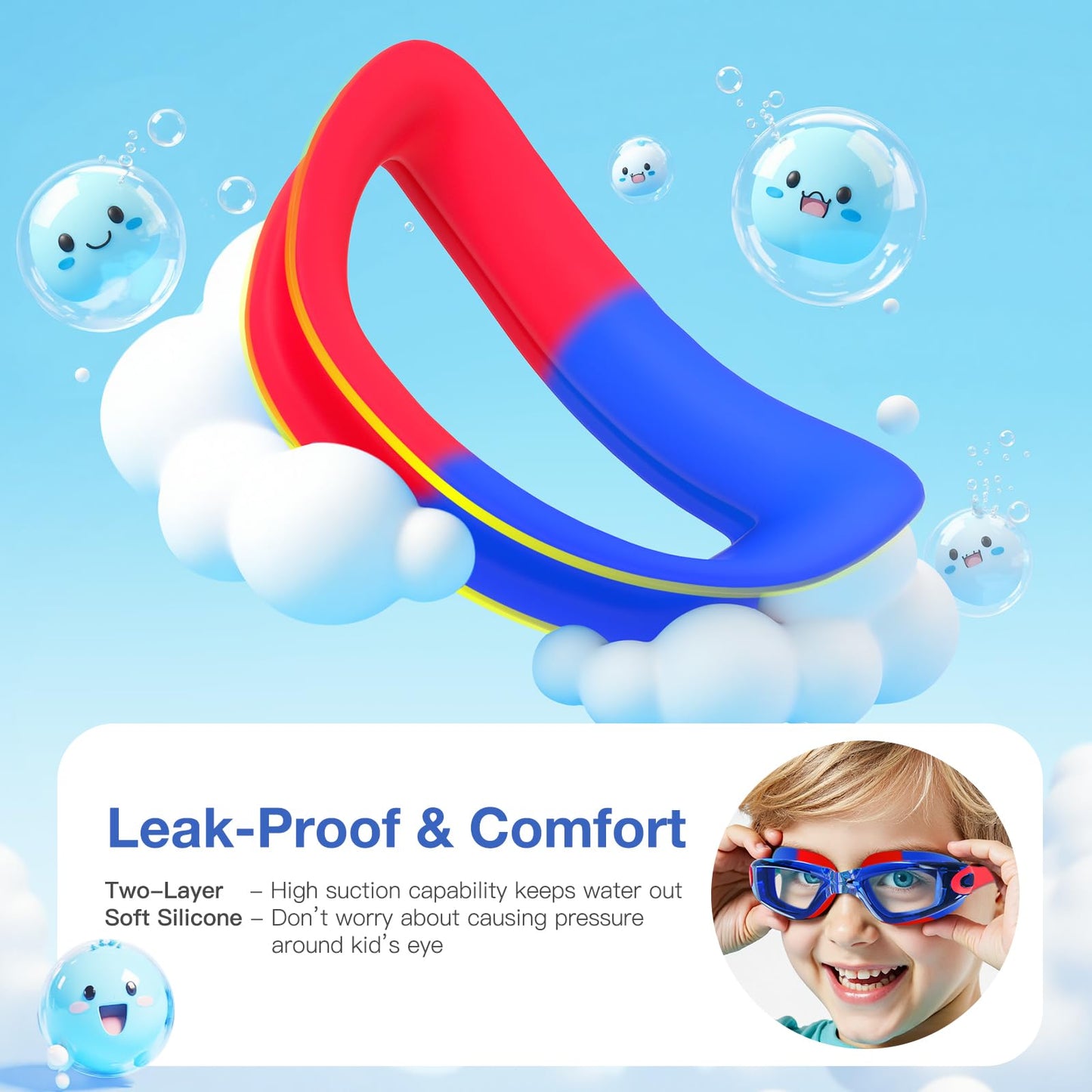 Braylin Kids Swim Goggles, 2-Pack Swimming Goggles for Children, Teens, Boys or Girls, UV Protection Swim Pool Goggle