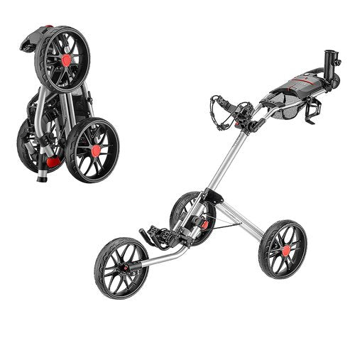 CaddyTek CaddyLite 15.3 V2 Golf Push Cart – Lightweight Aluminum 3-Wheel Trolley with Quad-Fold Design, EVA Wheels, Foot Brake, Umbrella Holder & Magnetic Pad
