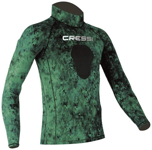 Cressi Unisex Adult Crew-neck Camouflage Rash Guard, Camo Green, Large US