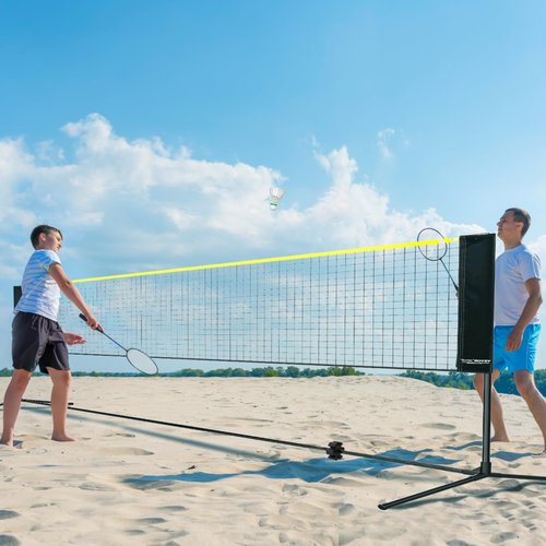 VEVOR Badminton Net, 20ft Wide Foldable Pickleball Set With Stand, Bag, Rackets, Nylon Shuttlecocks for Kid Backyard Indoor Outdoor Use, Height Adjustable Volleyball, Portable Tennis With Poles