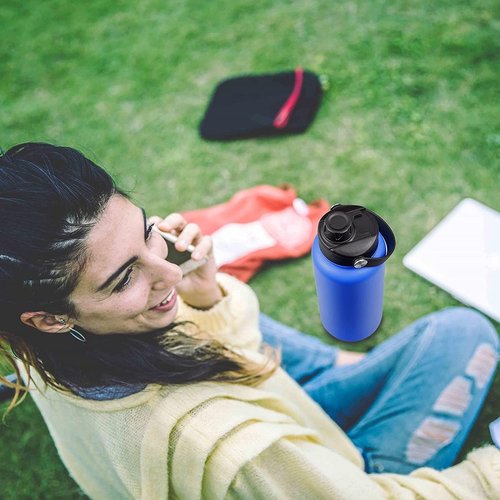 Lid for Hydroflask 32 40 64 oz Wide Mouth, Replacement Chug Cap with Flex Handle Compatible with Hydro Flask 12 16 20 Ounce Kids Bottle, BPA Free Dishwasher Safe, Top Water Bottle Accessories, Black