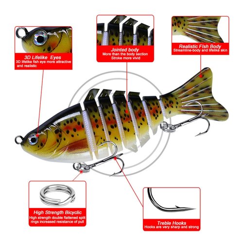 Bionic Swimming Bait, 10cm(3.9in) Fishing Lures, Bionic Fishing Lures That Swim by Itself (5pcs (ABCDE))