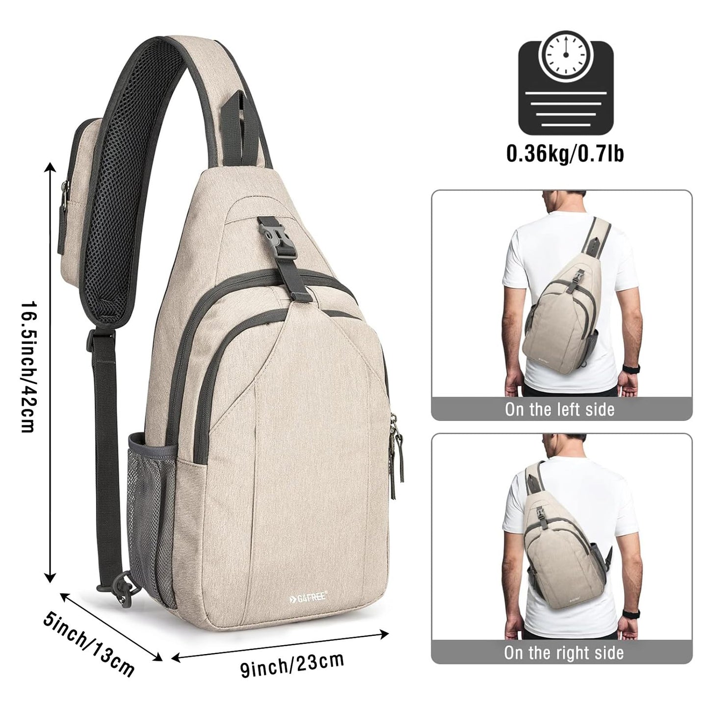 G4Free Sling Bag for Men Women, RFID Blocking Crossbody Bag, Daily, Travel