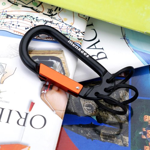 munkees Carabiner Keychain with 2-3 Rings, Backpack Buckle, Aluminum Alloy, Lightweight and Portable (Large,Red)