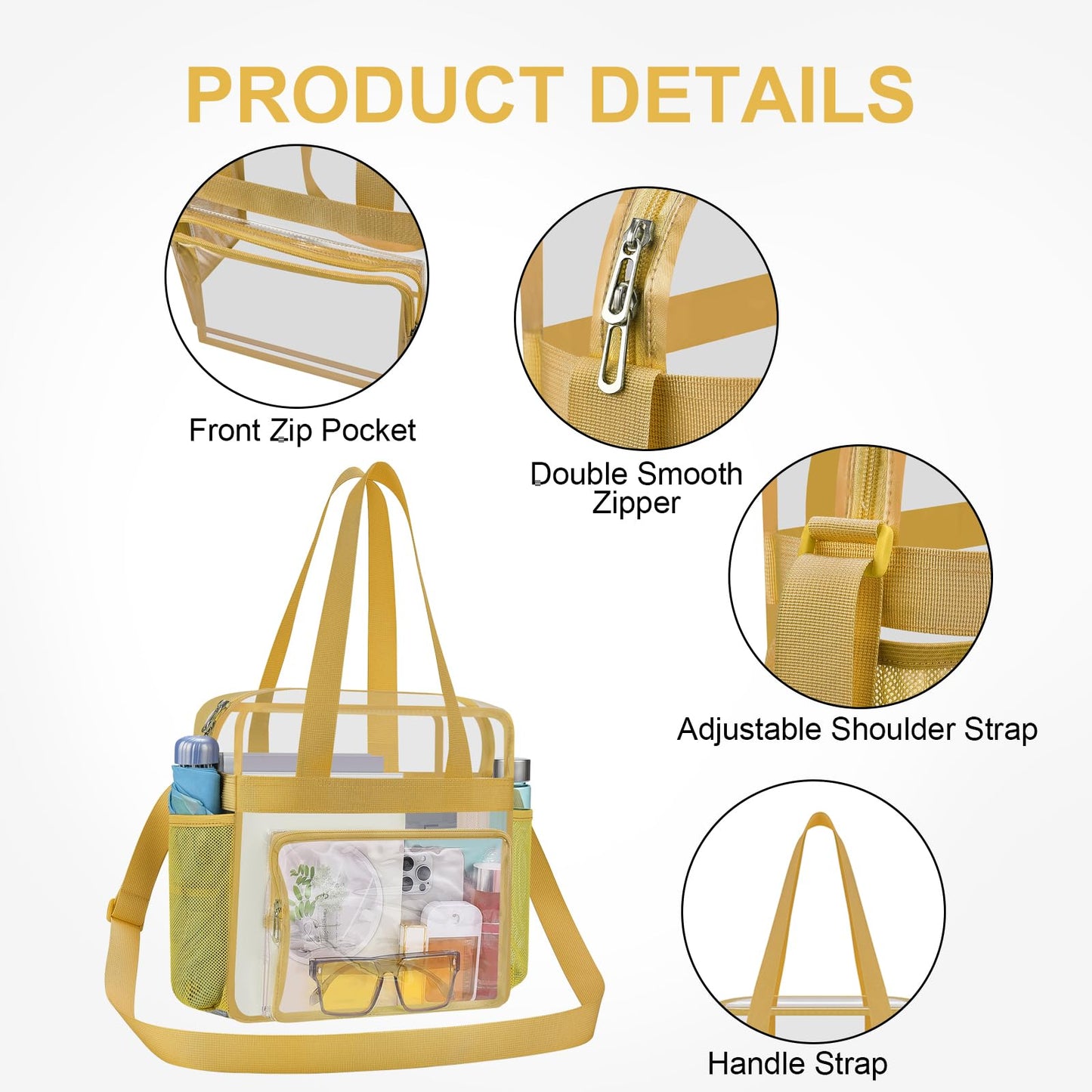 USPECLARE Clear Bag for Stadium Events, 12x6x12 Transparent Stadium Messenger Bag for Concerts, Work, Sports Games, Gym