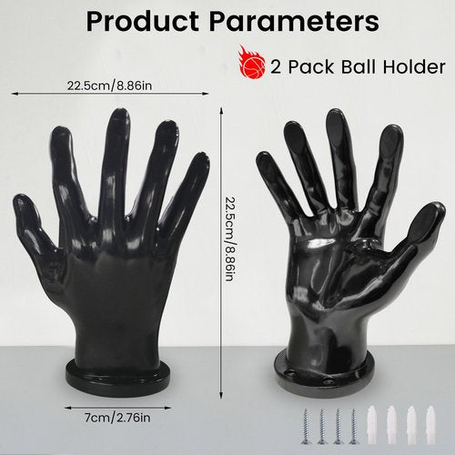 LOCZAR Basketball Holder Wall Mount 2 Piece Set, Men's Room Decoration Game Room Ball Wall Decoration Men's Basketball Gifts, Basketball Stand Wall Mount, Boys Room Sports Decor(Black)