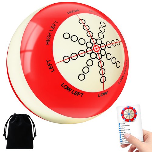 LitoRC Billiards Training Cue Ball with Instructions and Storage Bag 2-1/4'' for American Eight Ball Billiards Pool Cue Ball Pool Table Accessories for Beginners and Professionals