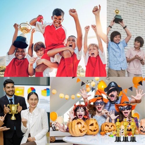 Jorpneost 24 Pcs Gold Award Trophies,Mini Trophy Party Favors for Celebrations,Classroom prizes,Competitions and Party Decorations,Awards Trophy for Kids and Auldt