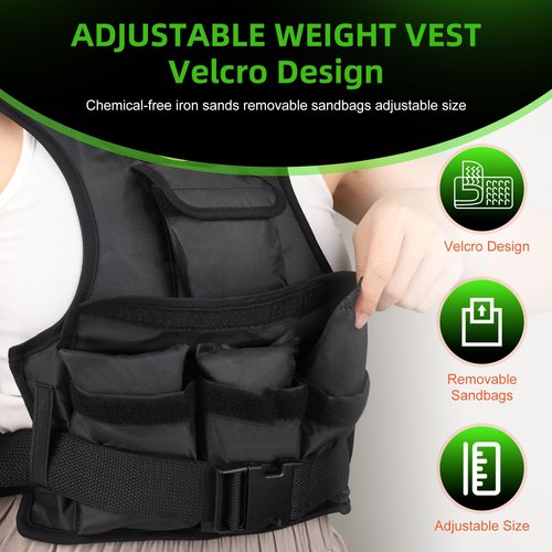 Adjustable Weighted Vest for Women, Customizable 0-18 lbs Strength Training Vest with 10 Removable Sandbag, Breathable Design, Reflective Safety Strips & Multi-Purpose Pockets for Running, Hiking, and Fitness