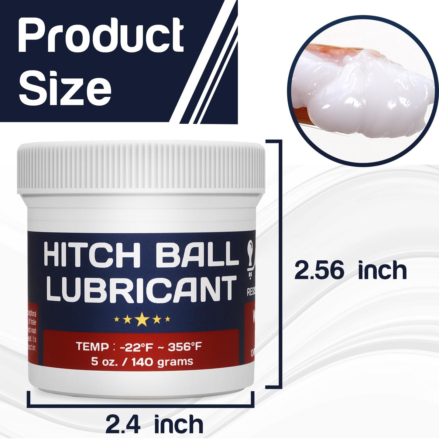 BTAS Trailer Hitch Ball Lubricant Waterproof Grease with PTFE 5oz,Reduces Friction & Wear & Noise on Tow Hitch Mount Balls,King Pins,Hitch Locks,Jacks,etc.