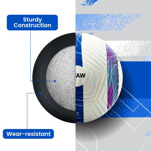 ZWAW Official Match Soccer Ball Size 5 – Waterproof PU Leather, Includes Pump & Needles, Mesh Storage Bag for Easy Carry