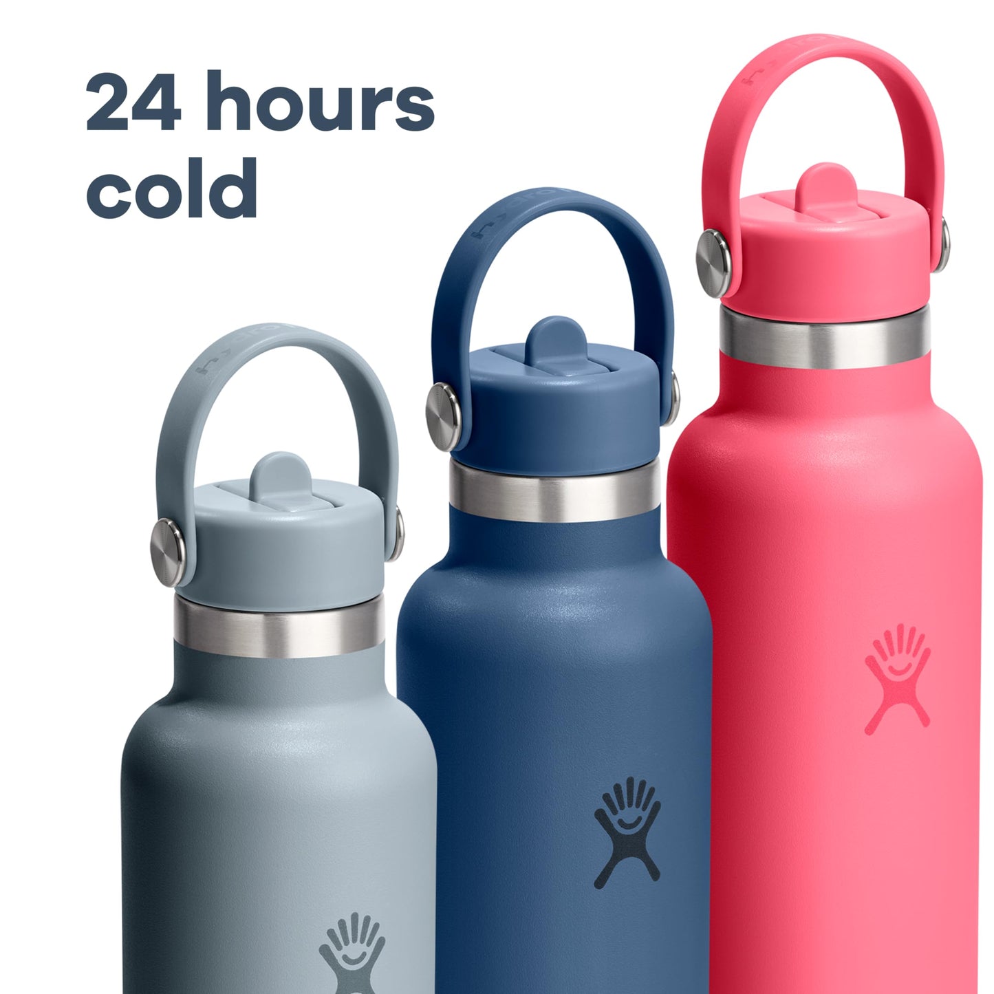 Hydro Flask Water Bottle - Insulated Stainless Steel - Straw Lid, Non Spill, Leakproof in 24 Oz Capri Blue