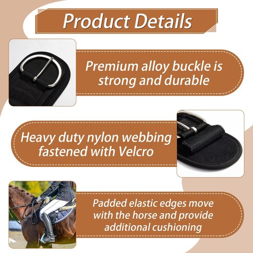 Eccliy 32 Inch Equine Horse Cinch Elastic Saddle Cinch Girth with Buckle for Western Horse Riding Supplies