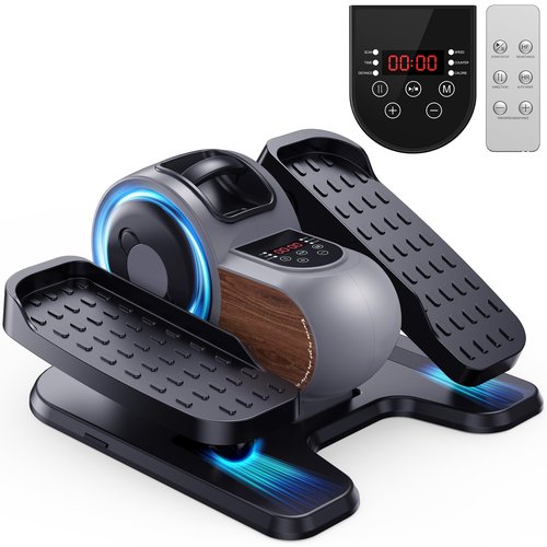Under Desk Elliptical Machine,Motorized Ellipse Leg Exerciser for Seniors Fully Assembled with Remote Control, Compact and Portable,Dark Gray