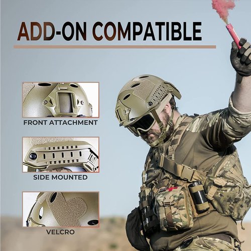 PJ Tactical Paintball Airsoft Helmet Fast Military Helmet with NVG Bracket and Side Guide Rail