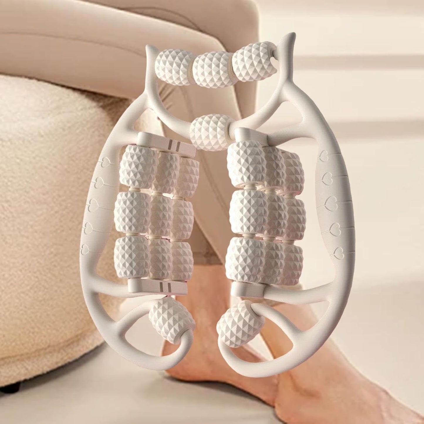 24 Wheels Muscle Roller for Leg, 360° Muscle Roller Massager, Multifunctional Handheld Massager for Wrist/Hand/Foot/Thigh, Muscle Relaxer for Running Indoor Sports Yoga Work Equipment, White