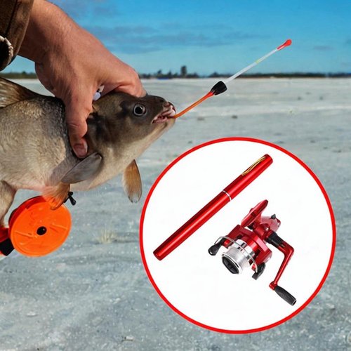 Yiju Compact Fishing Rod and Reel Combo for Travel and Outdoor Use, Red