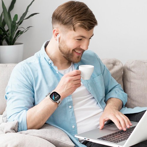 JKD Metal Bands Compatible with Fitbit Versa 4/Sense 2 Bands Women Men, X-Shape Stainless Steel Soft Mesh Loop Strap for Fitbit Sense/Versa 3 Smartwatch, Silver