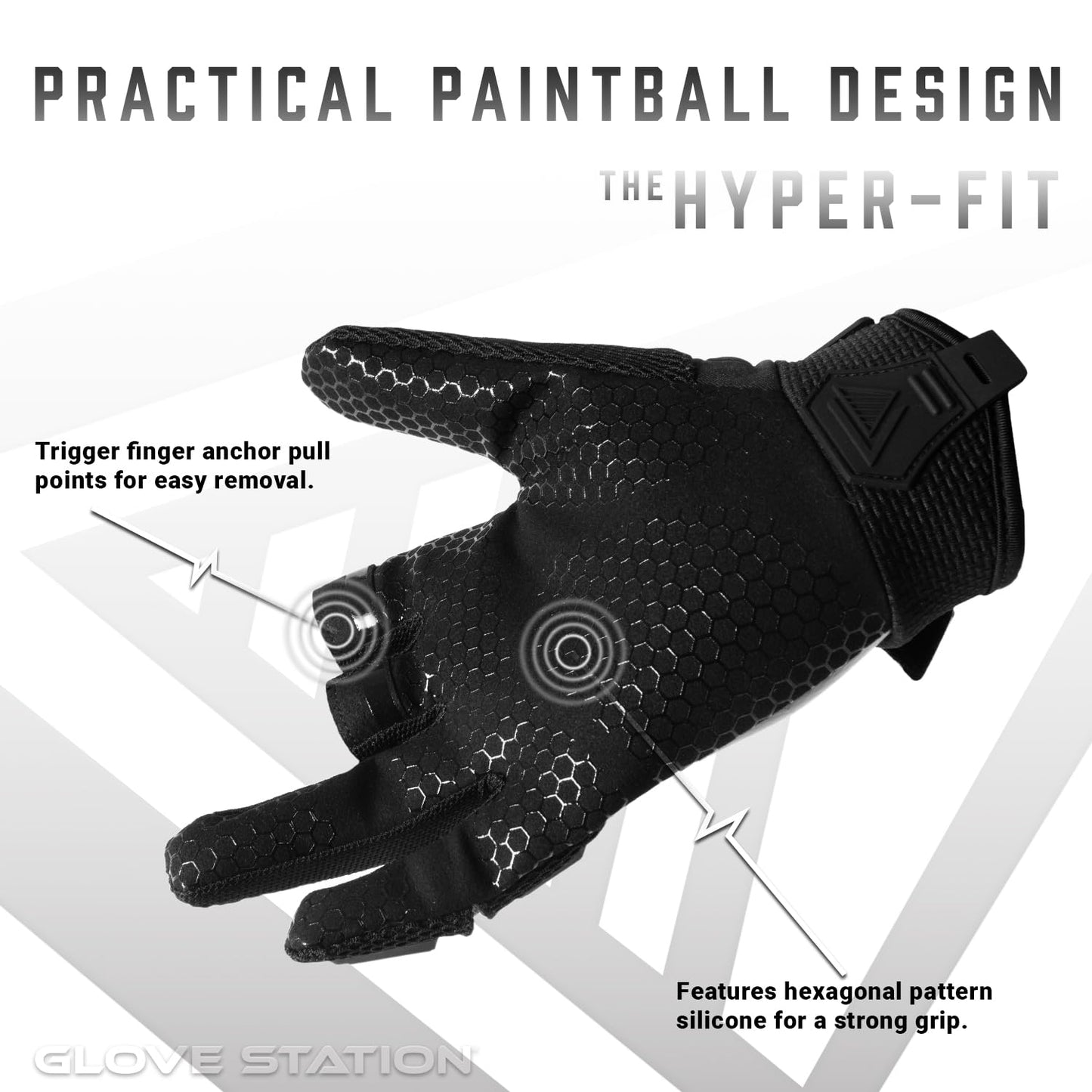 Glove Station Hyper-Fit & Work Gloves - Gray, Medium - 2 Fingerless Design Paintball & Airsoft Gear for Men with Outstanding Grip for, Hunting, & Work