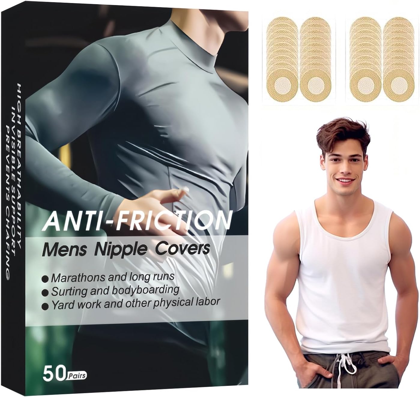 100 PCS Men's Nipple Cover, The Original Sports Nipple Cover -Nipple Chafing Prevention