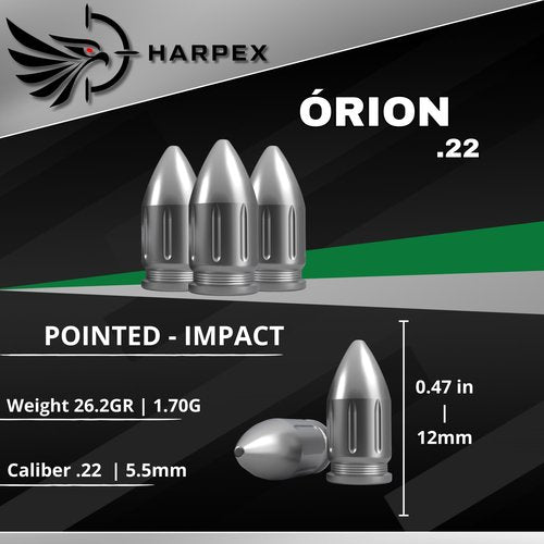 Harpex Orion Airgun Pellets .22 Caliber 26.2gr(1.70g) Pointed - 100ct