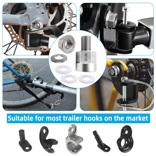 Saioagi Universal Bicycle Trailer Axle Adapter,Bicycle axle Adapter for Bicycle Trailer Coupling,Heavy-Duty Coupler(M10 x 1.0 Aolid Axle)
