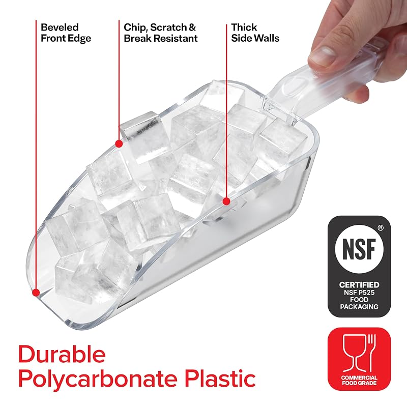 24 oz Clear Ice Scoop - NSF Certified Foodservice Grade, Stock Your Home