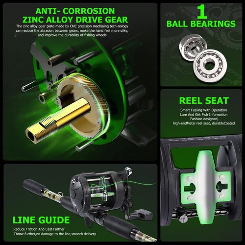 Sougayilang Fishing Rod Combo with Conventional Reel, Medium Heavy for Catfish Salmon and Steelhead Saltwater Fishing (7'6", Right)