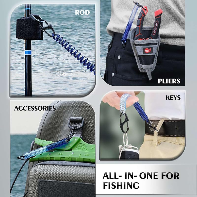 3-Pack Fly Fishing Retractors & 3 Coil Lanyards, 5oz Anti-Slip 32"