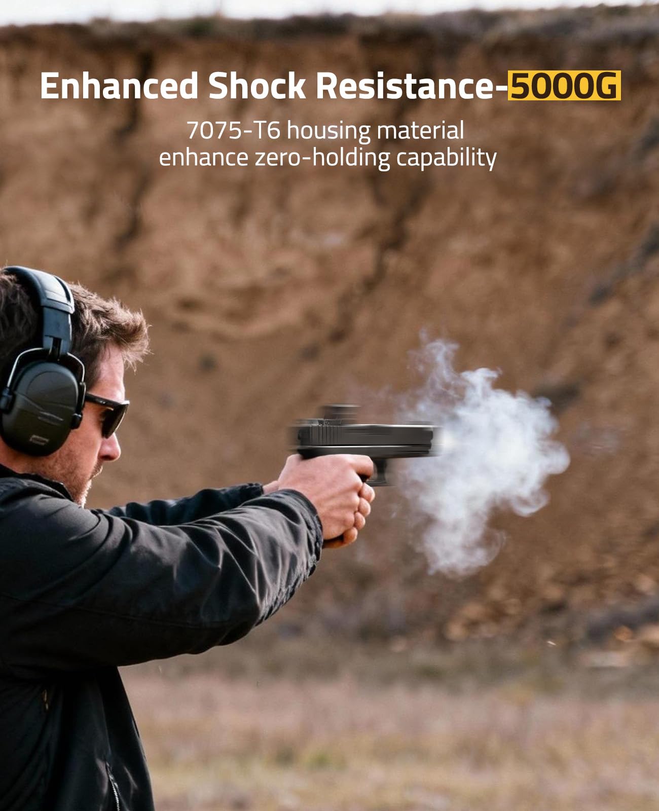 CVLIFE WildHawk 5000G Shockproof Red Dot with Lens Sunshield, 0.26" Ultra Thin Deck for RMSC Optic, 2MOA Dot& 36MOA Circle Pistol Optic, Motion Awake Red Dot with Adapter for RMR/MOS/Picatinny.