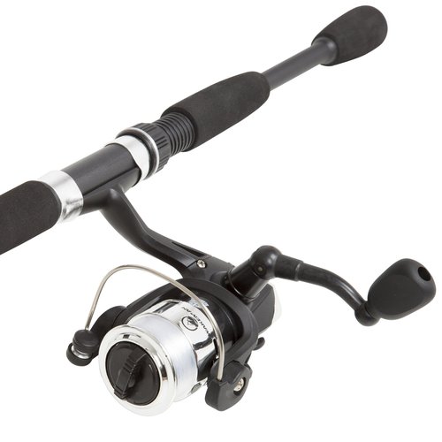 Fiberglass Fishing Rod ??Portable 2-Piece Medium Action 65-Inch Pole with Size 20 Spinning Reel for Lake Fishing by Wakeman (Matte Black)