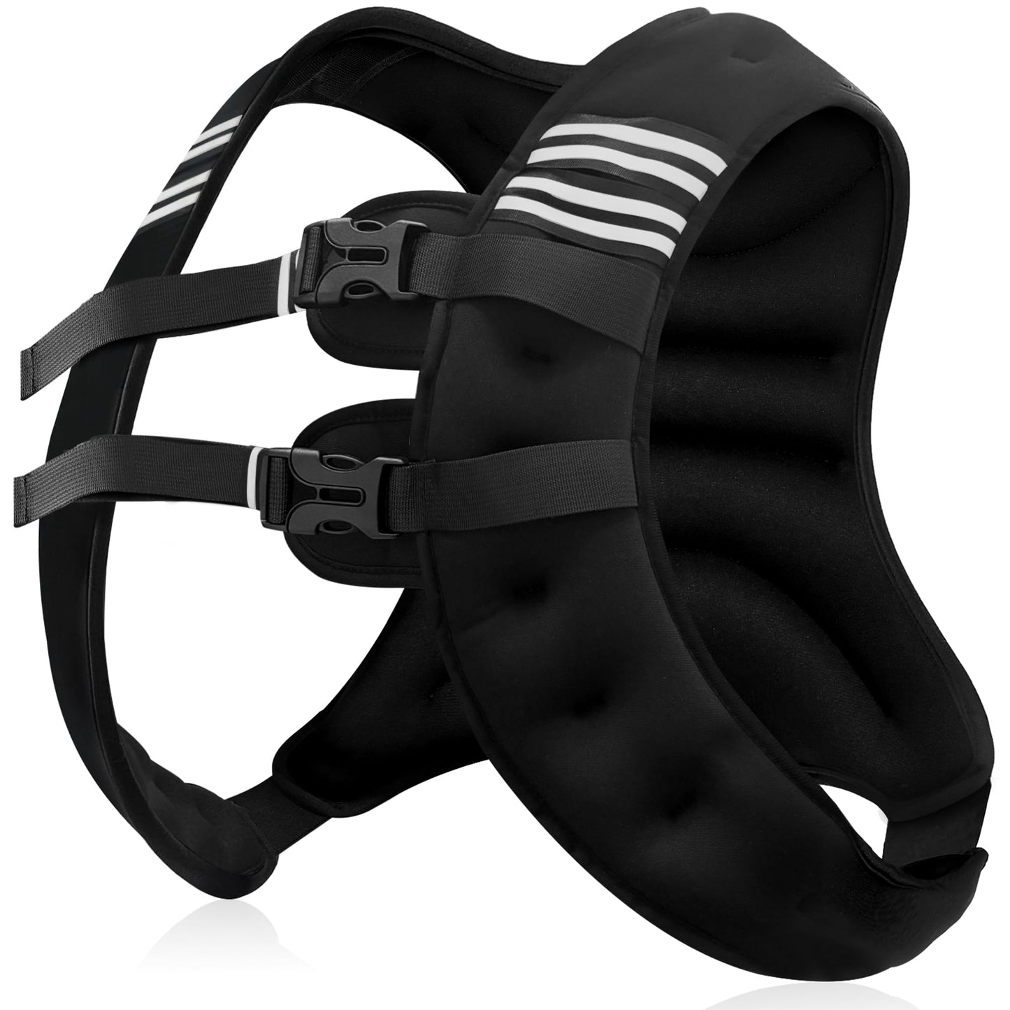 NATURELUX Weighted Vest with Reflective Stripe and Adjustable Buckle Straps, Black, 20 lbs