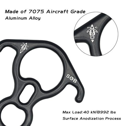 SOB Rescue Figure 8 Descender Belaying 40KN Bent Ear Belay Device Rock Climbing Rappelling Gear Aluminum Magnesium Alloy