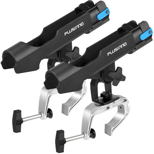 PLUSINNO Fishing Boat Rods Holder with Large Clamp Opening 360 Degree Adjustable Fishing Rod Racks Folding Holder (2 Pack)