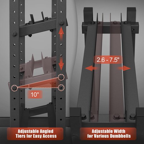 3-Tier Dumbbell Rack Stand Only, 1100LB Capacity Adjustable Weight Rack for Home Gym, Heavy-Duty Weight Stand for Dumbbells & Kettlebells(Rack Only)